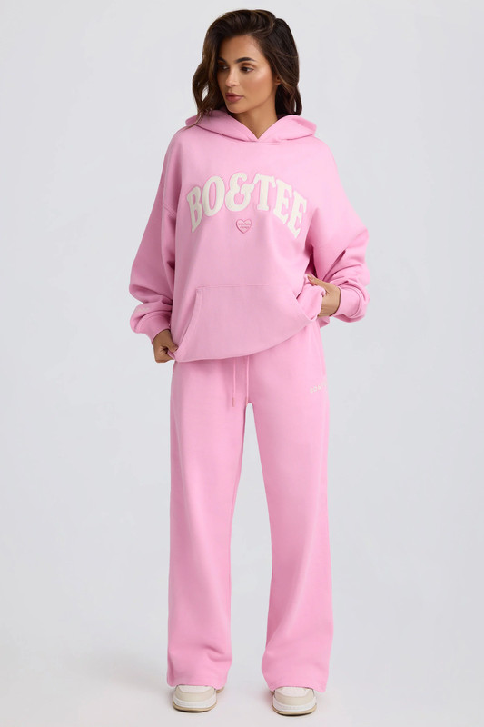 Oversized Hoodie in Baby Pink - Size:L